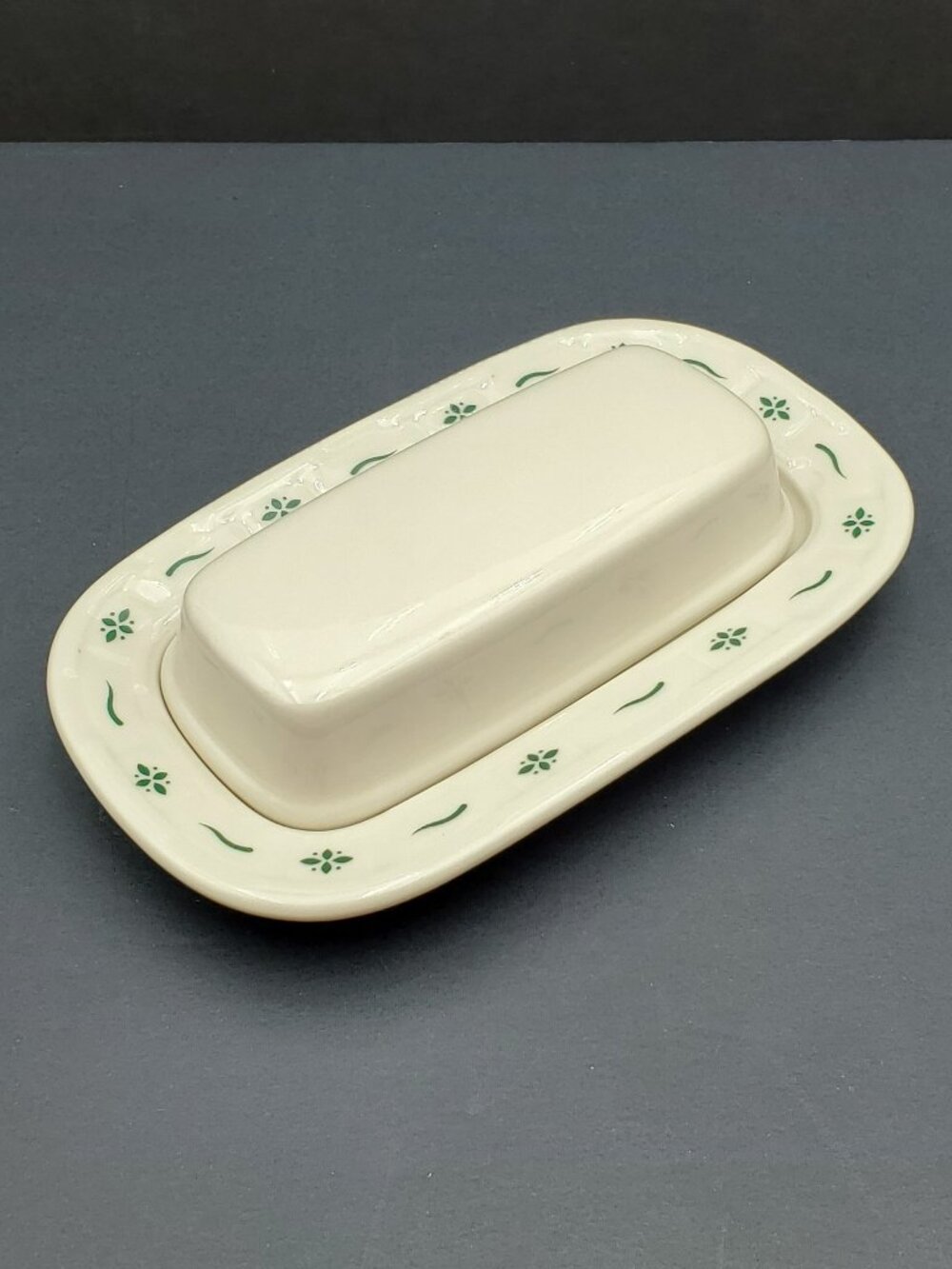 Longaberger Woven Traditions Heritage Green Covered Butter Dish Butter Keeper